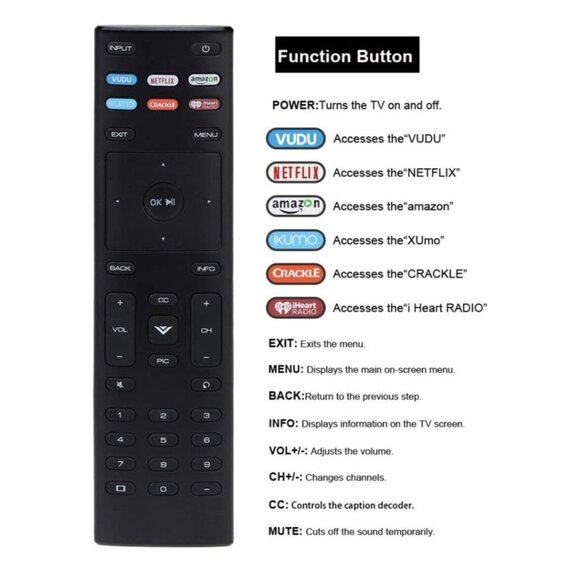 Universal XRT136 Remote Control for Vizio Smart TVs D24f-F1 D43f-F1 E43-E2 M65-E - Picture 3 of 7